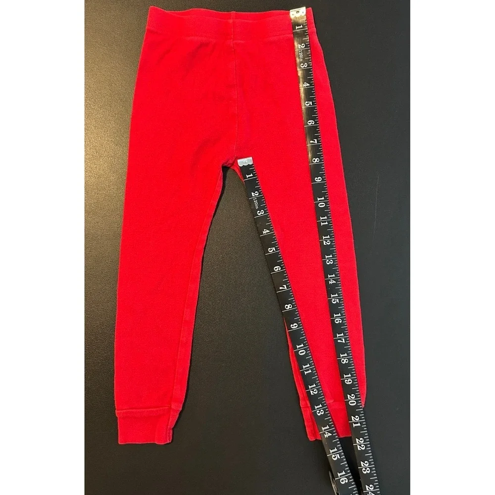 Old Navy Toddler Pajama Pants Red Snug Fit Leggings 4T Solid Red Cuffs 1503